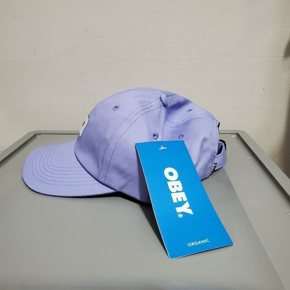 Obey Bold Label Organic Mens 6 Panel Strapback Digital Violet NWT - Picture 4 of 9